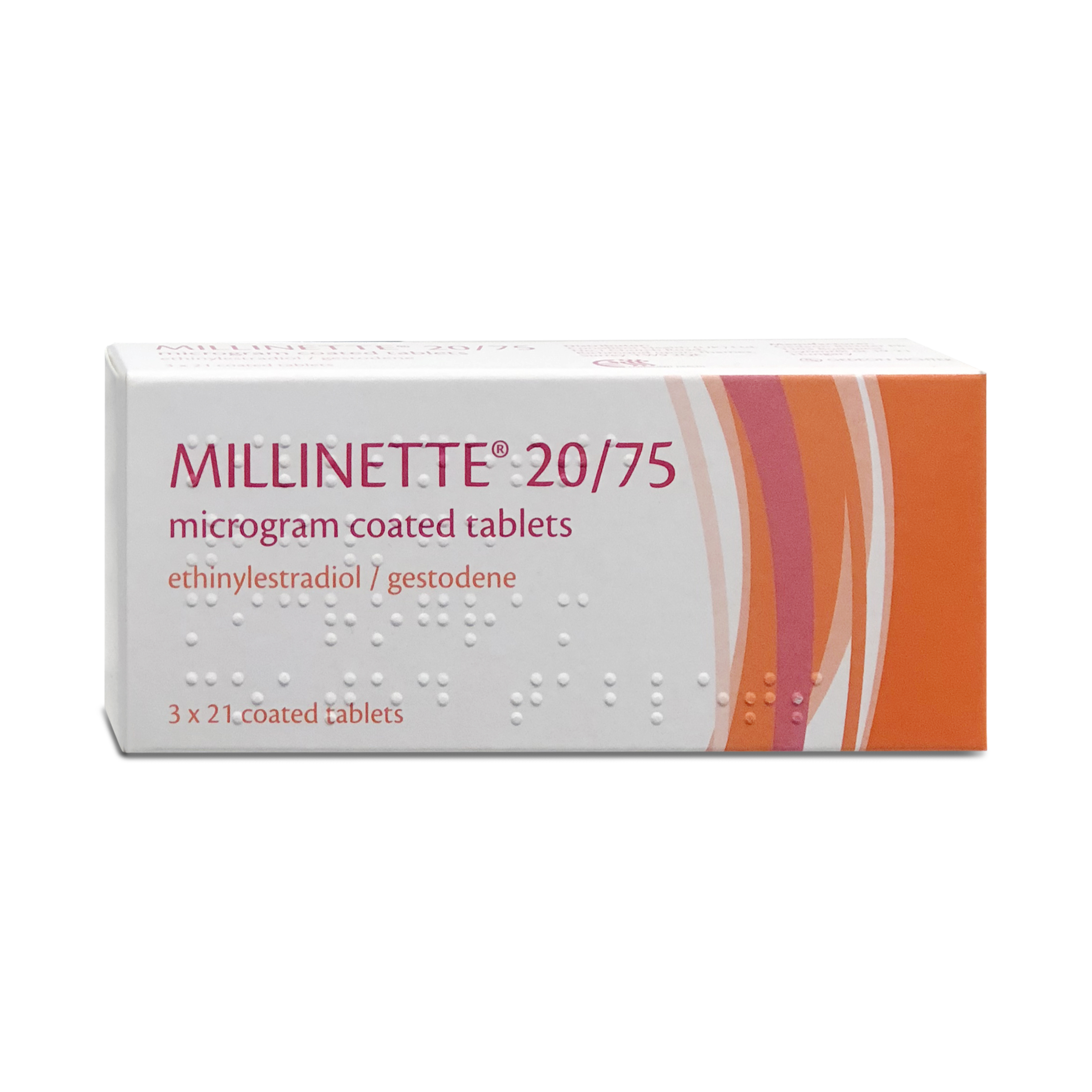 Millinette 20/75mcg 3 x 21 tablets Gedeon Richter orange box